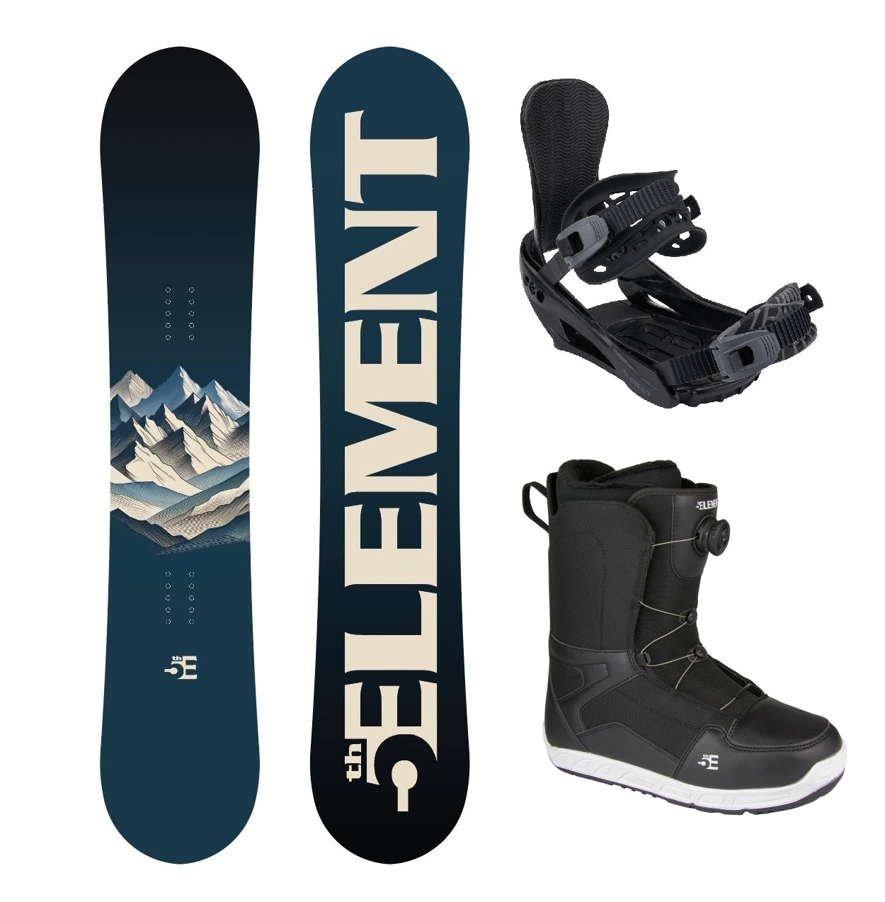 5th Element Range ST2 Dial Complete Snowboard Package - Black/Grey Black