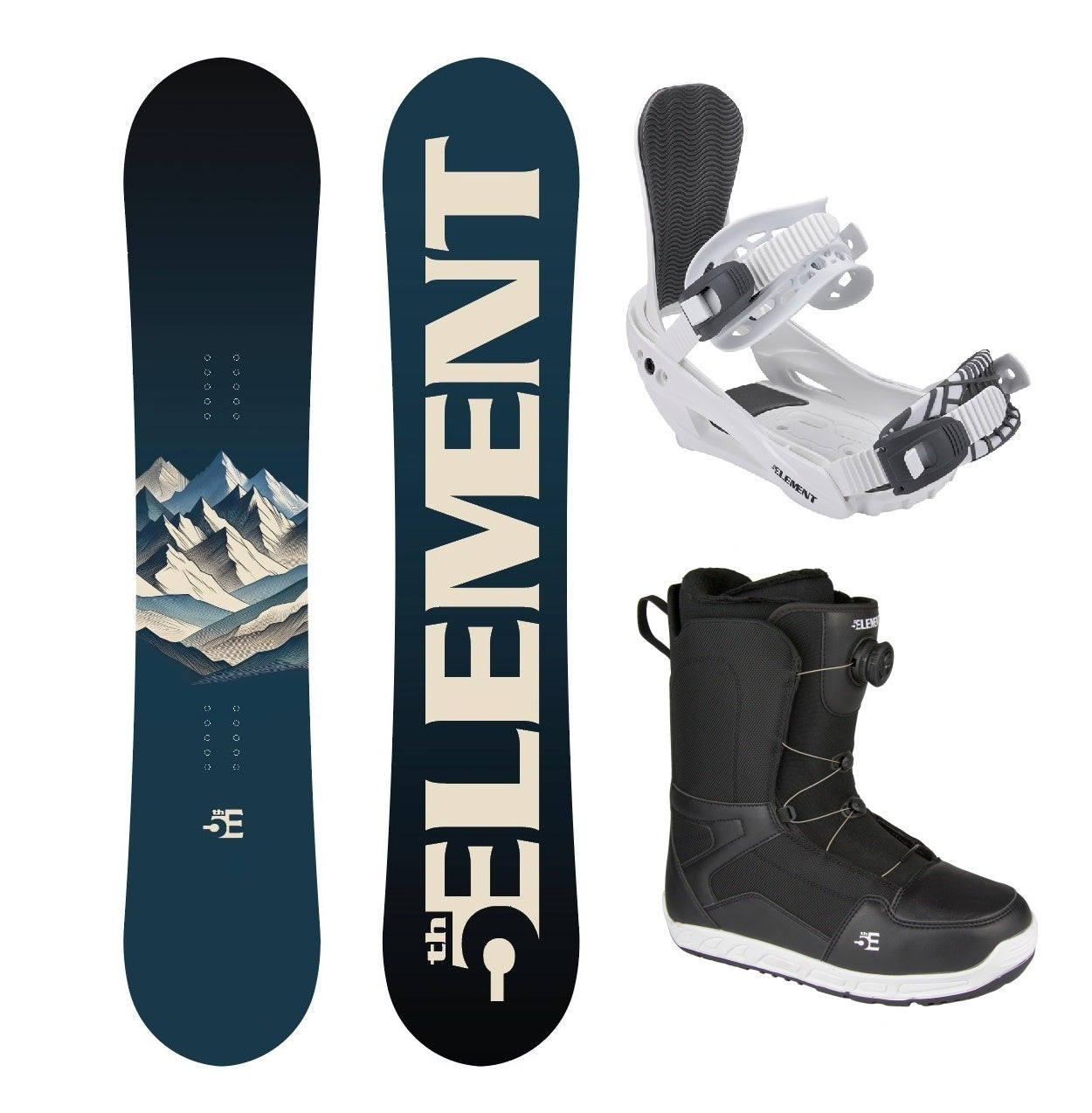 5th Element Range ST2 Dial Complete Snowboard Package - White/Grey Black