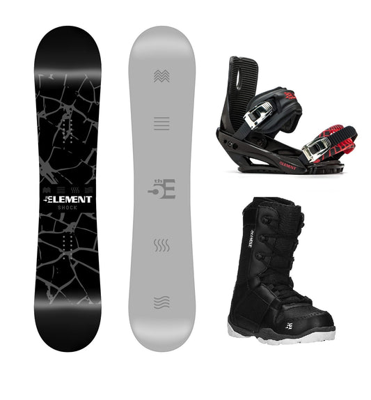 5th Element Shock ST-1 Complete Snowboard Package - Black/Red Black