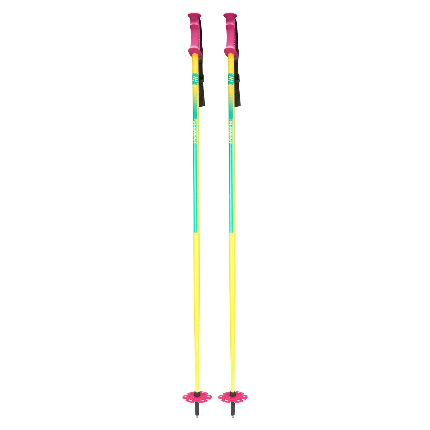 5th Element 2 Stealth Retro Ski Poles - Yellow/Pink - Pair