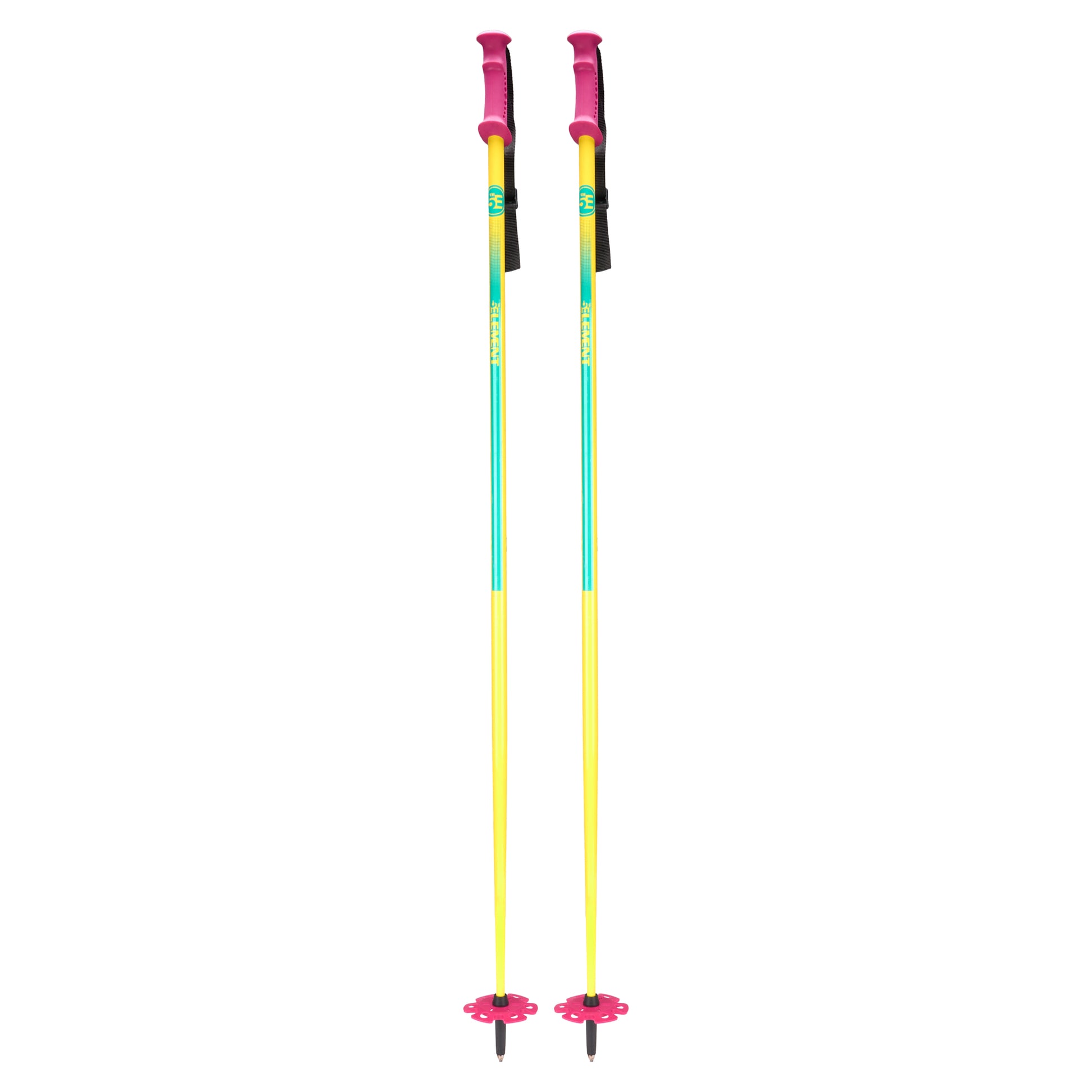 5th Element 2 Stealth Retro Ski Poles - Yellow/Pink - Pair