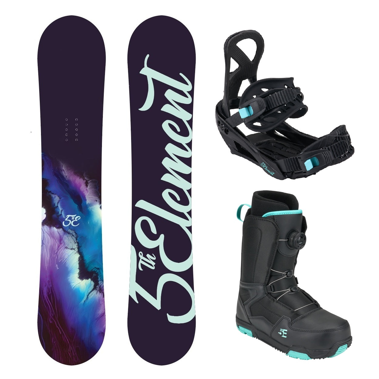 5th Element Storm ATOP Complete Womens Snowboard Package - Black/Teal Black