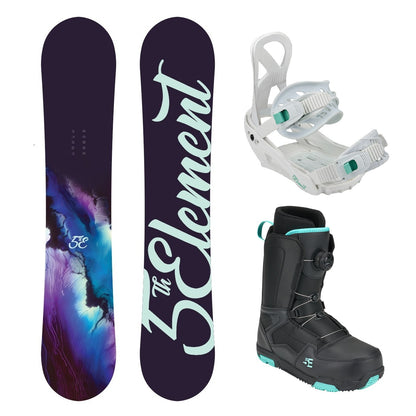 5th Element Storm ATOP Complete Womens Snowboard Package - White/Teal Black