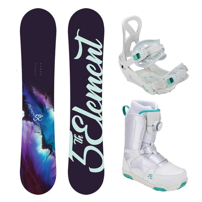 5th Element Storm ATOP Complete Womens Snowboard Package - White/Teal White