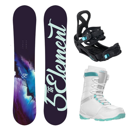 5th Element Storm Complete Womens Snowboard Package - Black/Teal White