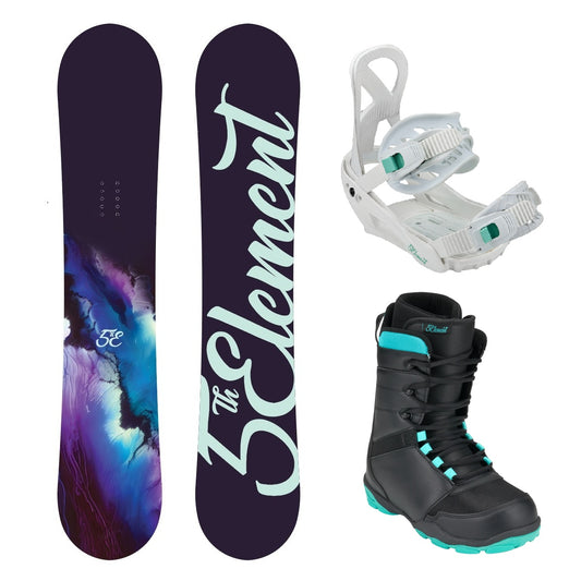 5th Element Storm Complete Womens Snowboard Package - White/Teal Black
