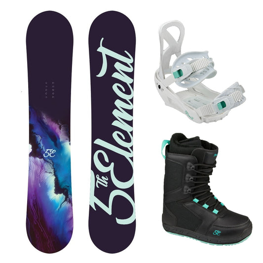 5th Element Storm L1 Complete Womens Snowboard Package - White/Teal Black