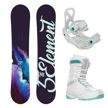 5th Element Storm Complete Womens Snowboard Package - White/Teal White