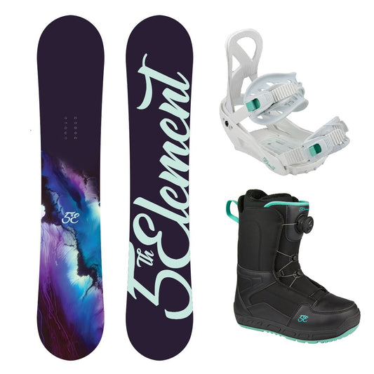 5th Element Storm L2 Dial Complete Womens Snowboard Package - White/Teal Black