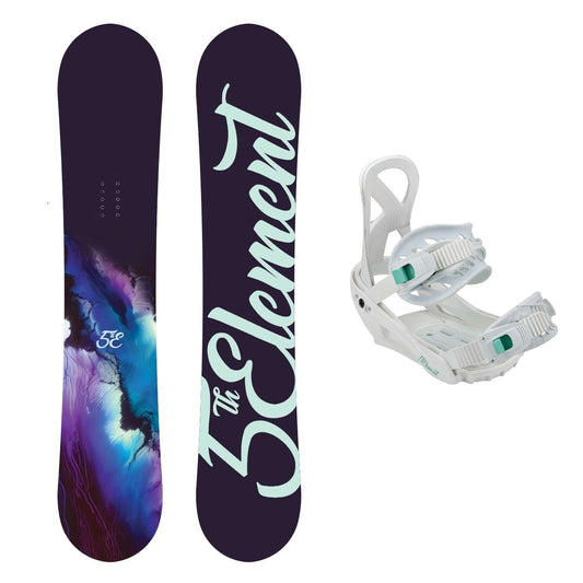 5th Element Storm Snowboard Package - White/Teal