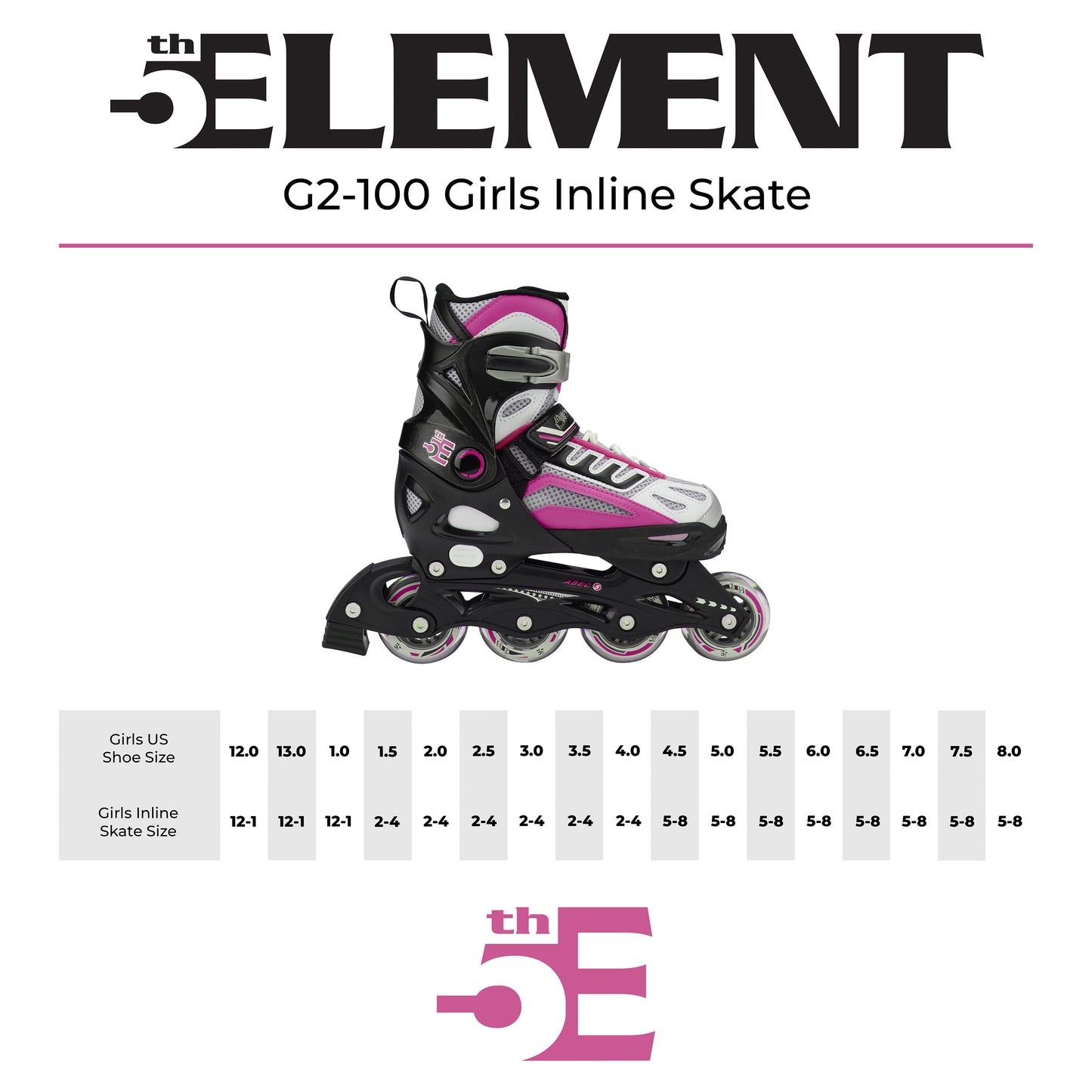 5th Element G2-100 Girls Inline Skates