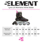 5th Element Lynx Retro Womens Inline Skate - Teal/Pink - Size Chart